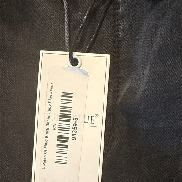 Judy Blues Black Denim skinny Jeans with Red Plaid Details - Picture 2 of 10